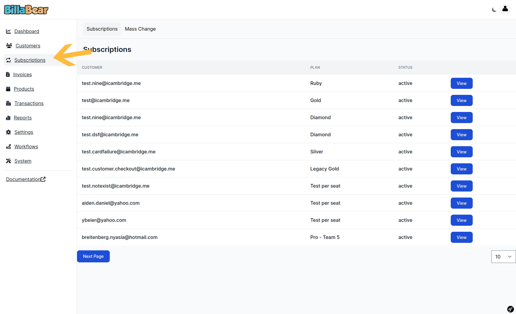 Click Subscriptions