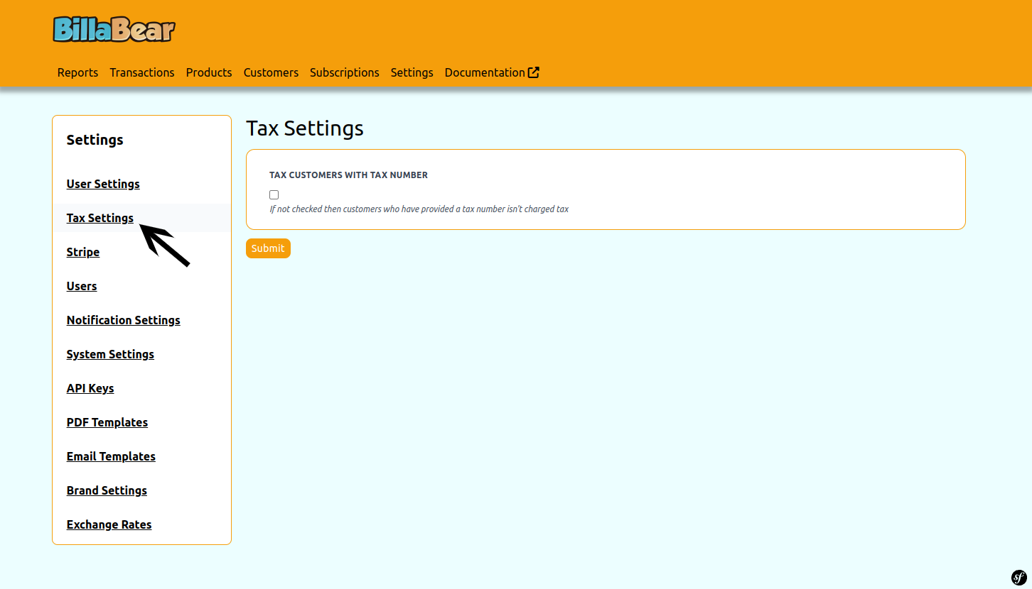 Click Tax Settings