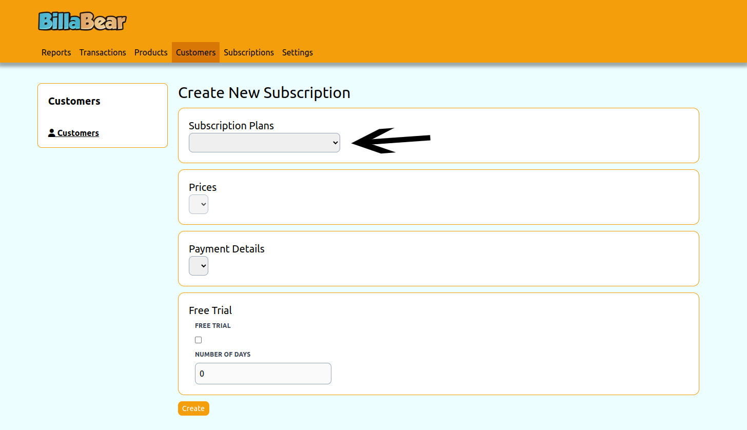 Select subscription plan